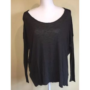 Free People Loose Fit Lace Blouse Black Size XS